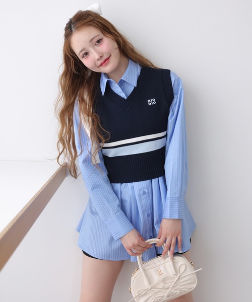 one after another NICE CLAUP（ワンアフターアナザーナイスクラップ）の「リボンシャーリングバッグ（ショルダーバッグ・レディース・アイボリー/ブラック/ネイビー・FREE）」の11枚目の写真