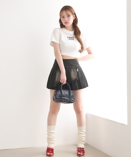 one after another NICE CLAUP（ワンアフターアナザーナイスクラップ）の「リボンシャーリングバッグ（ショルダーバッグ・レディース・アイボリー/ブラック/ネイビー・FREE）」の9枚目の写真