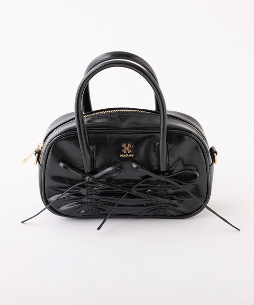 one after another NICE CLAUP（ワンアフターアナザーナイスクラップ）の「リボンシャーリングバッグ（ショルダーバッグ・レディース・アイボリー/ブラック/ネイビー・FREE）」の21枚目の写真