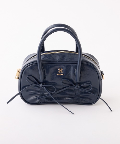 one after another NICE CLAUP（ワンアフターアナザーナイスクラップ）の「リボンシャーリングバッグ（ショルダーバッグ・レディース・アイボリー/ブラック/ネイビー・FREE）」の22枚目の写真