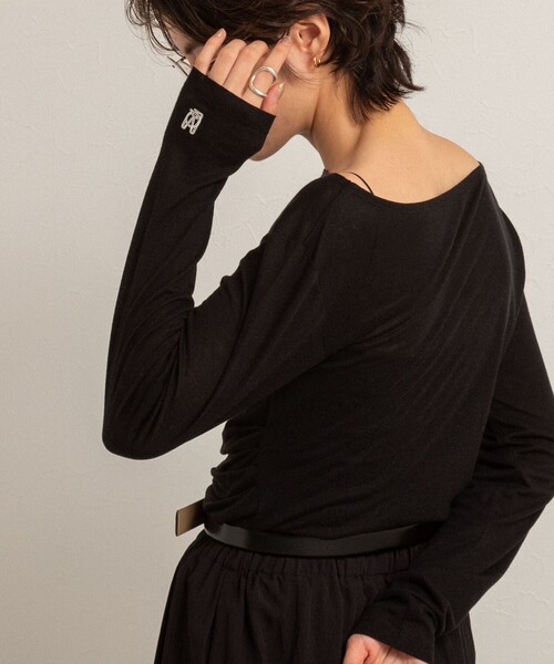 NOLLEY’S（ノーリーズ）の「【MAQWEL/マクウェル】ソフトタッチスラブロンT（Tシャツ/カットソー・レディース・ブラック/ダークブラウン/サックスブルー・FREE）」の11枚目の写真