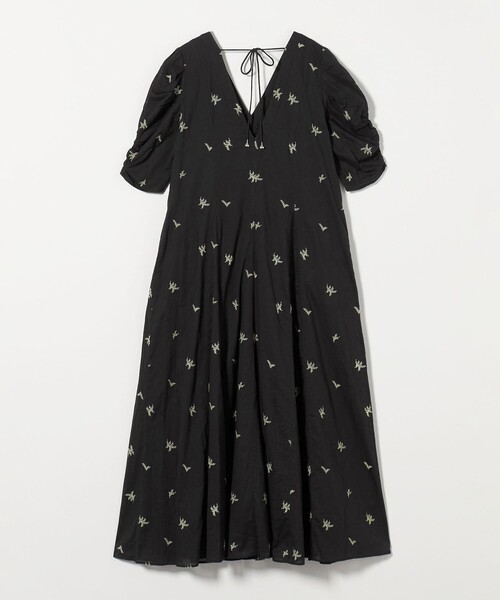 【OBJENUINE】♡リーフカットスリップワンピース♡ リーフカリグラフィープリントベルト付きワンピース|ANAYI