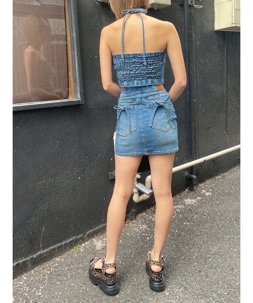 EVRIS(エヴリス)の「ホルターネックデニムビスチェ(キャミソール・レディース・ブラック/インディゴブルー・FREE)」の22枚目の写真