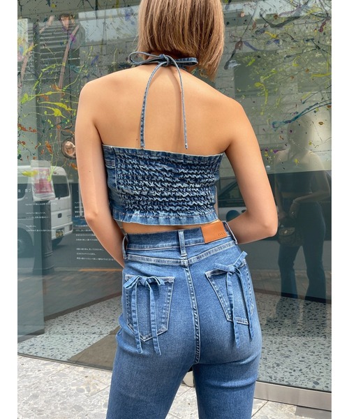 EVRIS(エヴリス)の「ホルターネックデニムビスチェ(キャミソール・レディース・ブラック/インディゴブルー・FREE)」の9枚目の写真