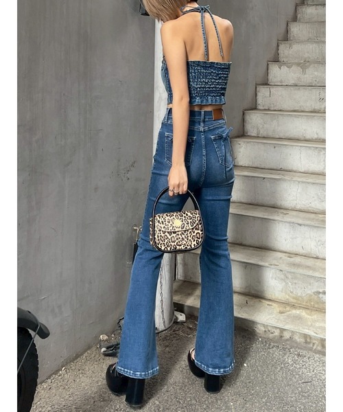 EVRIS(エヴリス)の「ホルターネックデニムビスチェ(キャミソール・レディース・ブラック/インディゴブルー・FREE)」の6枚目の写真