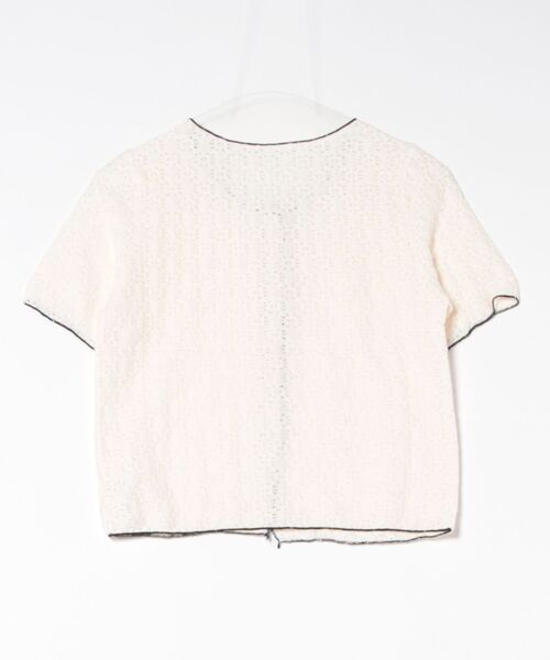 Lace Ladies(レースレディース)の「透かし編み 花柄 パイピング 半袖 トップス(Tシャツ/カットソー・レディース・ホワイト/ブラック/アイボリー・FREE)」の4枚目の写真