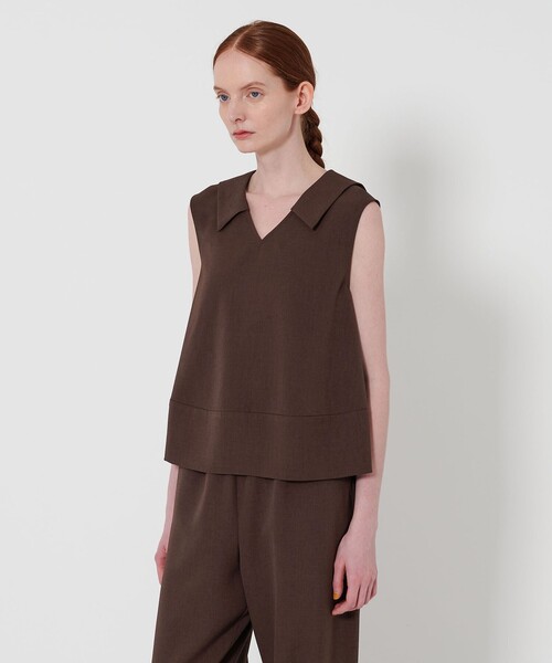 Steven Alan(スティーブンアラン)の「<Steven Alan>ノースリーブ カラー ブラウス(シャツ/ブラウス・レディース・ダークブラウン/ブラック・S/M)」の2枚目の写真