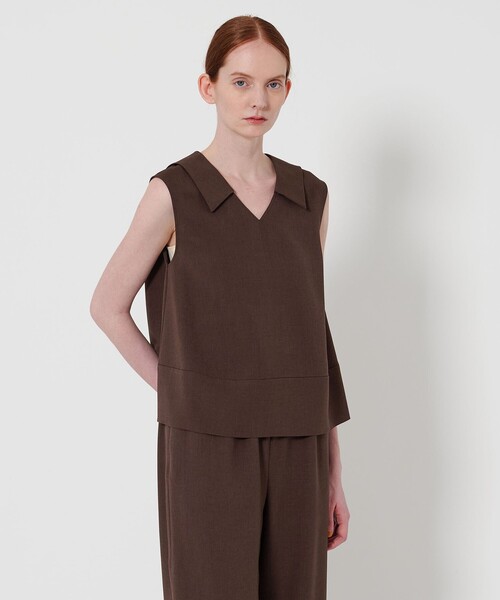 Steven Alan(スティーブンアラン)の「<Steven Alan>ノースリーブ カラー ブラウス(シャツ/ブラウス・レディース・ダークブラウン/ブラック・S/M)」の3枚目の写真