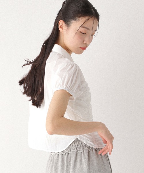 Heather(ヘザー)の「ギャザーナイロン半袖シャツ 497264(シャツ/ブラウス・レディース・ブラック/レッド/オフホワイト・FREE)」の18枚目の写真