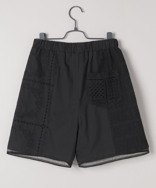 パッチワークデザイン ショートパンツ ブラック系 セール】パッチワークレースショートパンツ/492219（その他パンツ