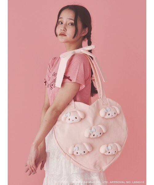 メロクロコラボ】My Melody heart tote bag(PINK)（トートバッグ
