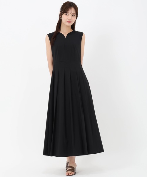 31 Sons de mode(トランテアン ソン ドゥ モード)の「ウォッシャブル ノースリタックワンピース(ワンピース・レディース・ブラック/オフホワイト/ライトグリーン/イエロー/ブラウン・S/M)」の6枚目の写真