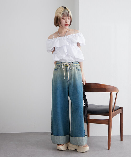 w closet(ダブルクローゼット)の「ギンガムカシュクールブラウス(シャツ/ブラウス・レディース・レッド/オフホワイト/ブラック・FREE)」の11枚目の写真