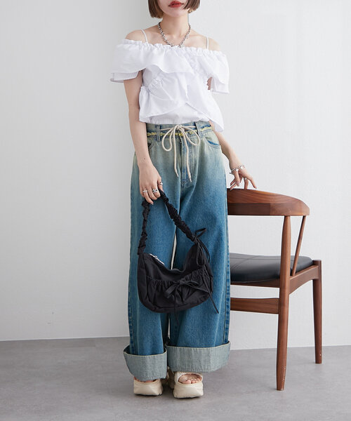 w closet(ダブルクローゼット)の「ギンガムカシュクールブラウス(シャツ/ブラウス・レディース・レッド/オフホワイト/ブラック・FREE)」の17枚目の写真