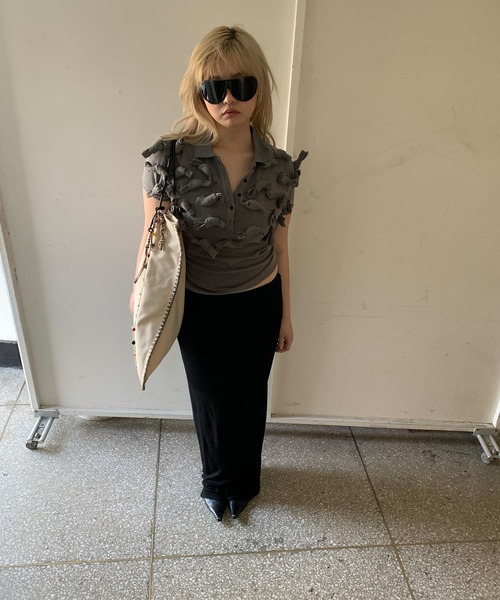 LONSLAN（ロンスラン）の「【LONSLAN】3Dモチーフニットトップス LONW25s045（ニット/セーター・レディース・グレー・M）」の14枚目の写真