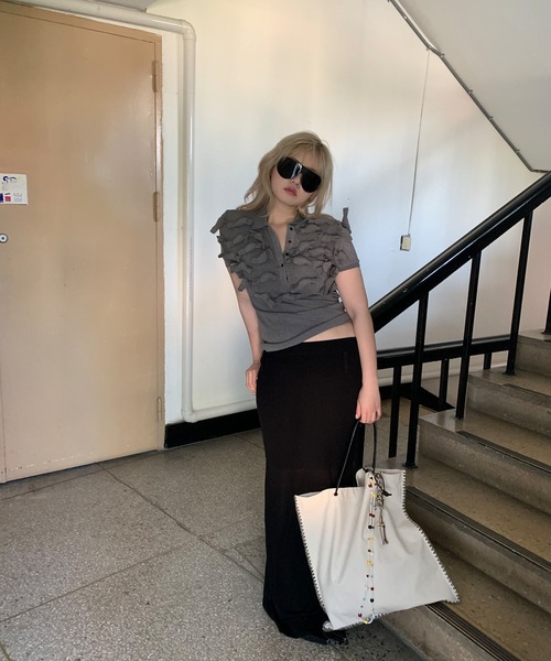 LONSLAN（ロンスラン）の「【LONSLAN】3Dモチーフニットトップス LONW25s045（ニット/セーター・レディース・グレー・M）」の16枚目の写真