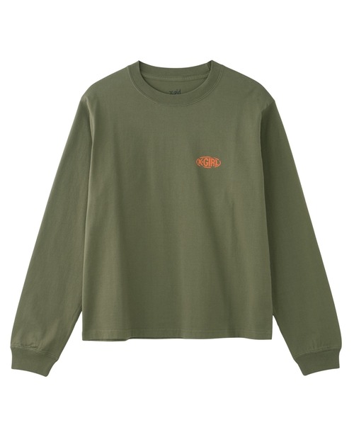 X-girl(エックスガール)の「COLLAPSE OVAL LOGO L/S TEE(Tシャツ/カットソー・レディース・ブラック/ホワイト/オリーブ・L/M/S)」の12枚目の写真