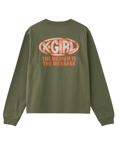 X-girl(エックスガール)の「COLLAPSE OVAL LOGO L/S TEE(Tシャツ/カットソー・レディース・ブラック/ホワイト/オリーブ・L/M/S)」の14枚目の写真