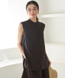 リネンレーヨン ノースリーブブラウス