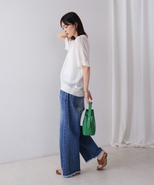 Bou Jeloud（ブージュルード）の「サマーニットプルオーバー（Tシャツ/カットソー・レディース・ブラック/オフホワイト/ブルー・FREE）」の13枚目の写真