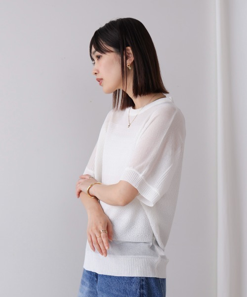 Bou Jeloud（ブージュルード）の「サマーニットプルオーバー（Tシャツ/カットソー・レディース・ブラック/オフホワイト/ブルー・FREE）」の14枚目の写真