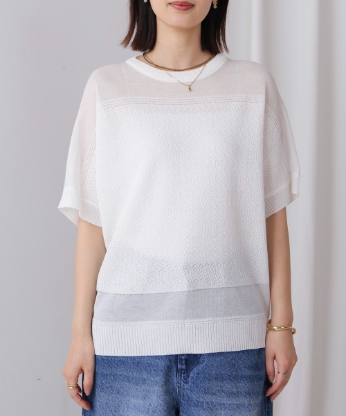 Bou Jeloud（ブージュルード）の「サマーニットプルオーバー（Tシャツ/カットソー・レディース・ブラック/オフホワイト/ブルー・FREE）」の17枚目の写真