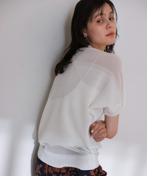 Bou Jeloud（ブージュルード）の「サマーニットプルオーバー（Tシャツ/カットソー・レディース・ブラック/オフホワイト/ブルー・FREE）」の6枚目の写真