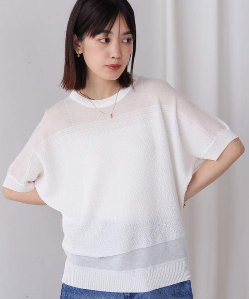 Bou Jeloud（ブージュルード）の「サマーニットプルオーバー（Tシャツ/カットソー・レディース・ブラック/オフホワイト/ブルー・FREE）」の8枚目の写真