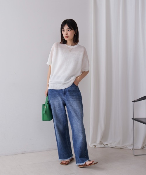 Bou Jeloud（ブージュルード）の「サマーニットプルオーバー（Tシャツ/カットソー・レディース・ブラック/オフホワイト/ブルー・FREE）」の10枚目の写真