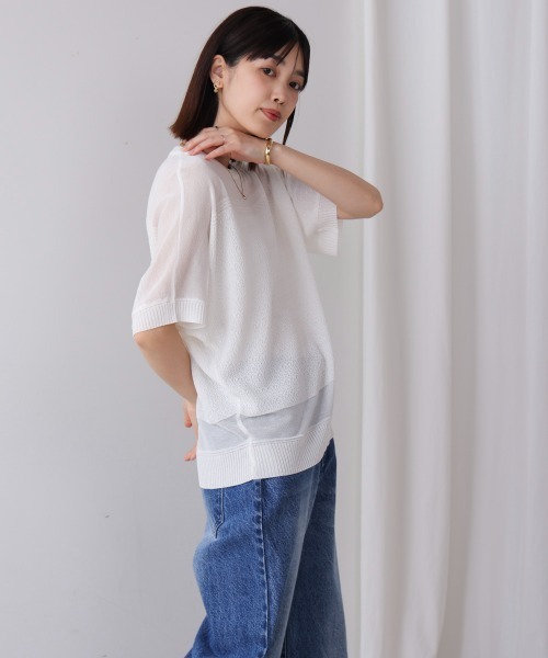 Bou Jeloud（ブージュルード）の「サマーニットプルオーバー（Tシャツ/カットソー・レディース・ブラック/オフホワイト/ブルー・FREE）」の11枚目の写真