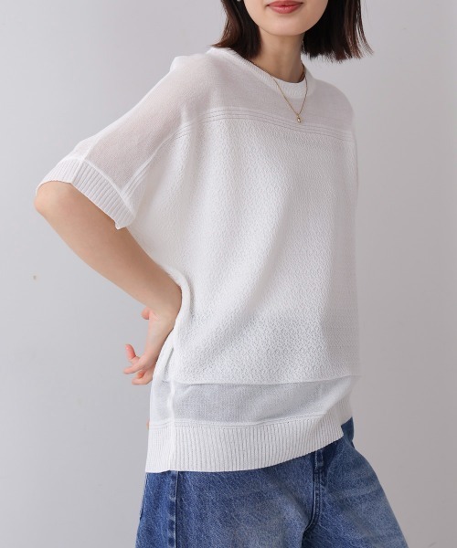 Bou Jeloud（ブージュルード）の「サマーニットプルオーバー（Tシャツ/カットソー・レディース・ブラック/オフホワイト/ブルー・FREE）」の12枚目の写真