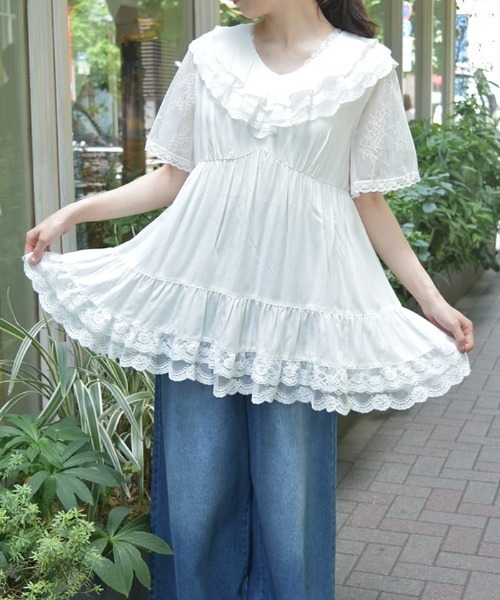 axes femme（アクシーズファム）の「ボリュームフリルチュニック（チュニック・レディース・ホワイト/ブラック・FREE）」の21枚目の写真