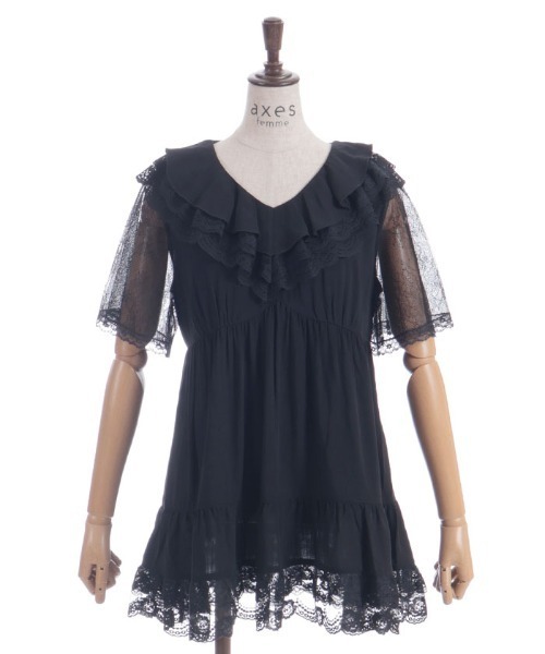 axes femme（アクシーズファム）の「ボリュームフリルチュニック（チュニック・レディース・ホワイト/ブラック・FREE）」の12枚目の写真