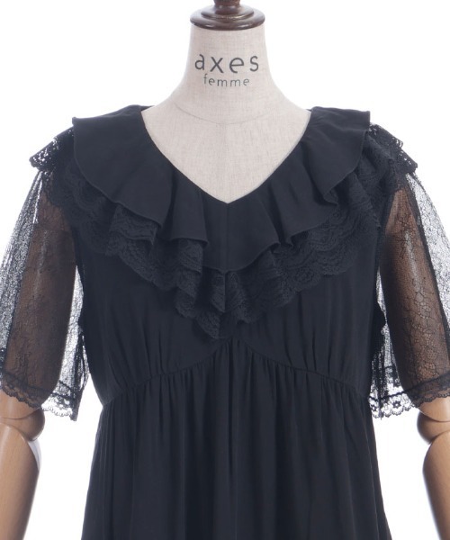 axes femme（アクシーズファム）の「ボリュームフリルチュニック（チュニック・レディース・ホワイト/ブラック・FREE）」の4枚目の写真