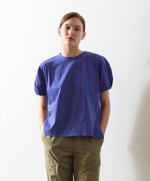 LOGEMENT DE CLAIRE(ロジュモンドクレール)の「ギャザースリーブプルオーバー(Tシャツ/カットソー・レディース・ブラック/オフホワイト/ブルー・FREE)」の2枚目の写真