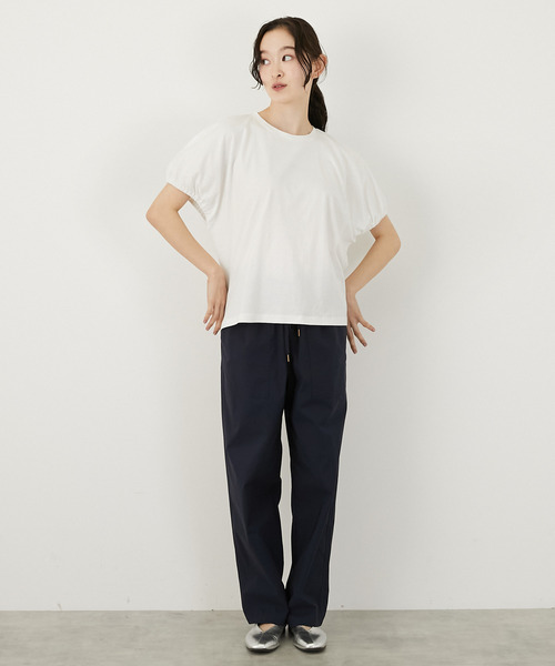 LOGEMENT DE CLAIRE(ロジュモンドクレール)の「ギャザースリーブプルオーバー(Tシャツ/カットソー・レディース・ブラック/オフホワイト/ブルー・FREE)」の5枚目の写真
