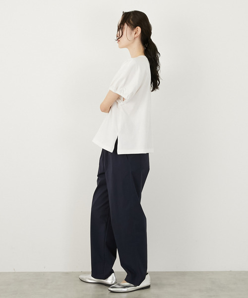 LOGEMENT DE CLAIRE(ロジュモンドクレール)の「ギャザースリーブプルオーバー(Tシャツ/カットソー・レディース・ブラック/オフホワイト/ブルー・FREE)」の6枚目の写真