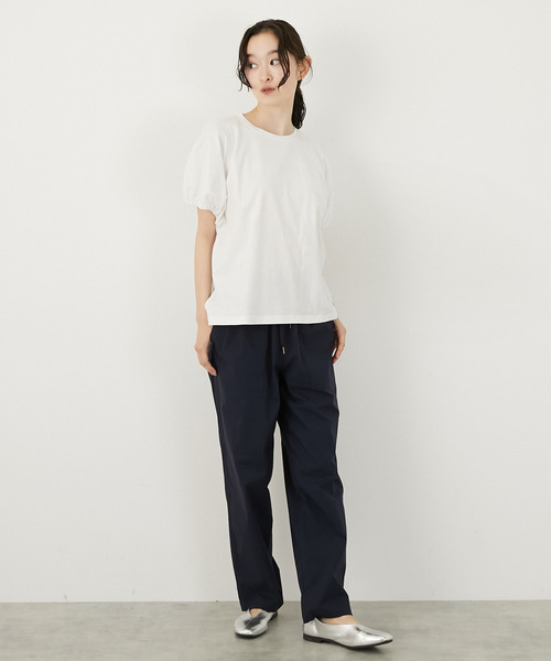 LOGEMENT DE CLAIRE(ロジュモンドクレール)の「ギャザースリーブプルオーバー(Tシャツ/カットソー・レディース・ブラック/オフホワイト/ブルー・FREE)」の9枚目の写真