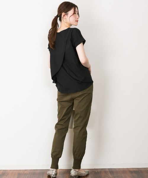 RCD(アールシーディー)の「バックダブル半袖プルオーバー(Tシャツ/カットソー・レディース・ホワイト/ブラック/ライトブラウン/ピンクベージュ・M-L/LL~3L/4L~5L)」の7枚目の写真