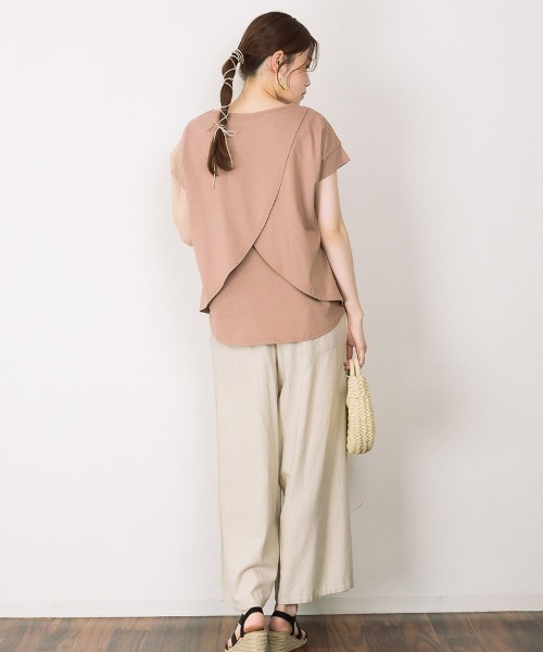 RCD(アールシーディー)の「バックダブル半袖プルオーバー(Tシャツ/カットソー・レディース・ホワイト/ブラック/ライトブラウン/ピンクベージュ・M-L/LL~3L/4L~5L)」の10枚目の写真