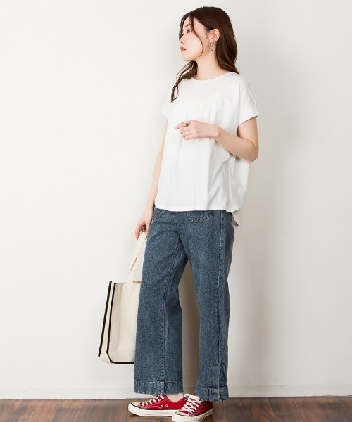 RCD(アールシーディー)の「バックダブル半袖プルオーバー(Tシャツ/カットソー・レディース・ホワイト/ブラック/ライトブラウン/ピンクベージュ・M-L/LL~3L/4L~5L)」の12枚目の写真