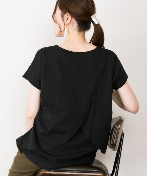 RCD(アールシーディー)の「バックダブル半袖プルオーバー(Tシャツ/カットソー・レディース・ホワイト/ブラック/ライトブラウン/ピンクベージュ・M-L/LL~3L/4L~5L)」の18枚目の写真