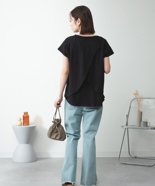 RCD(アールシーディー)の「バックダブル半袖プルオーバー(Tシャツ/カットソー・レディース・ホワイト/ブラック/ライトブラウン/ピンクベージュ・M-L/LL~3L/4L~5L)」の20枚目の写真