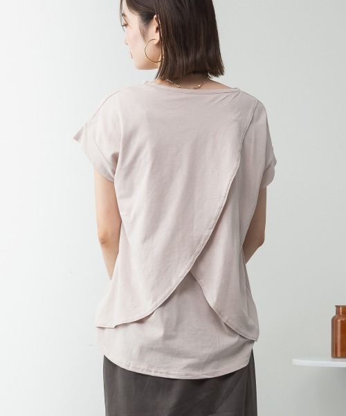 RCD(アールシーディー)の「バックダブル半袖プルオーバー(Tシャツ/カットソー・レディース・ホワイト/ブラック/ライトブラウン/ピンクベージュ・M-L/LL~3L/4L~5L)」の22枚目の写真