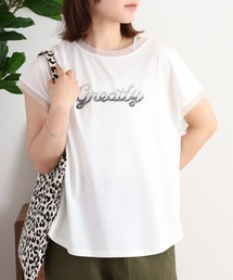 EGLANTINE ビーズロゴ フレンチスリーブカットソー