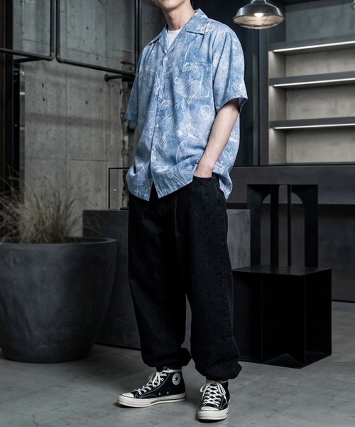 JOHNNY WOLF(ジョニーウルフ)の「PAVO オーバーサイズ ケミカルフラワーパターン 総柄 シャツ(シャツ/ブラウス・メンズ・ダークグレー/ブルー・M/L)」の19枚目の写真