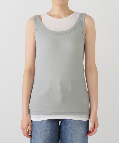 journal standard L'essage(ジャーナルスタンダードレサージュ)の「ツインタンクトップ(Tシャツ/カットソー・レディース・ライトグレー/ブラック・FREE)」の1枚目の写真