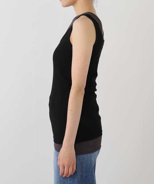 journal standard L'essage(ジャーナルスタンダードレサージュ)の「ツインタンクトップ(Tシャツ/カットソー・レディース・ライトグレー/ブラック・FREE)」の12枚目の写真