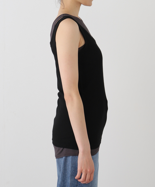 journal standard L'essage(ジャーナルスタンダードレサージュ)の「ツインタンクトップ(Tシャツ/カットソー・レディース・ライトグレー/ブラック・FREE)」の14枚目の写真