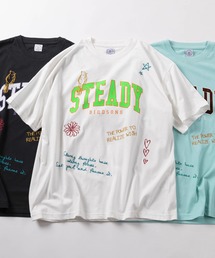 【84】ハートワンポイントロゴ メッセージ刺繍 半袖Tシャツ/メンズ/レディース